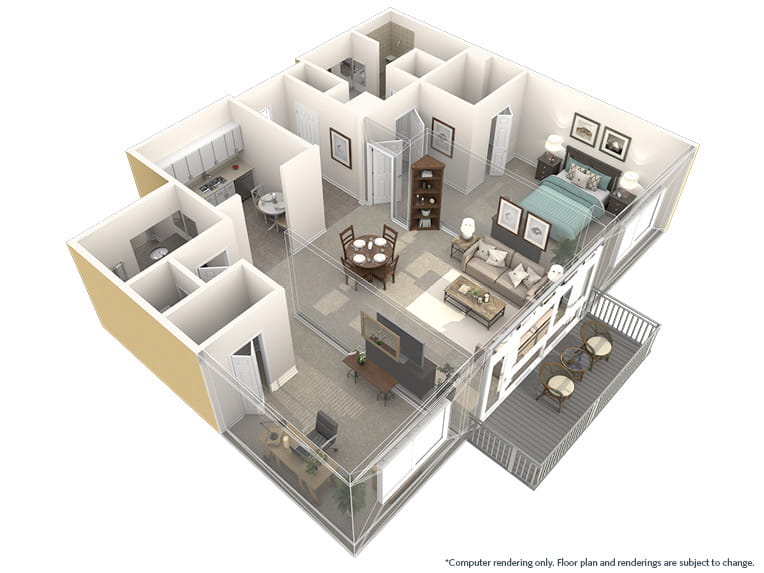 Blanca - 1217 square feet - 1 Bed, 1.5 Bath + Den