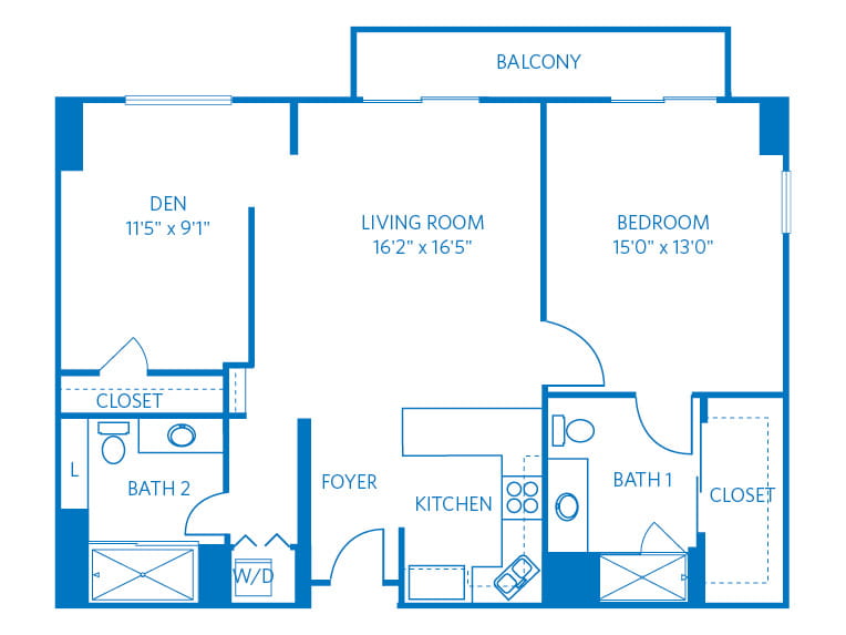 Solara - 1112 square feet - 1 Bed, 2 Bath + Den