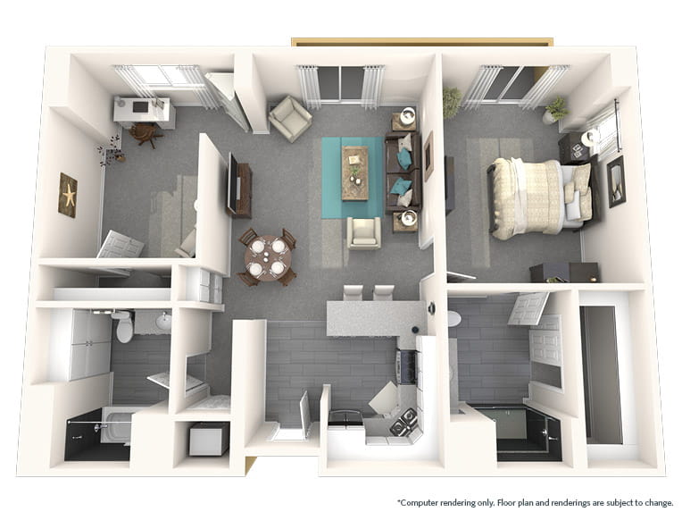 Solara - 1112 square feet - 1 Bed, 2 Bath + Den
