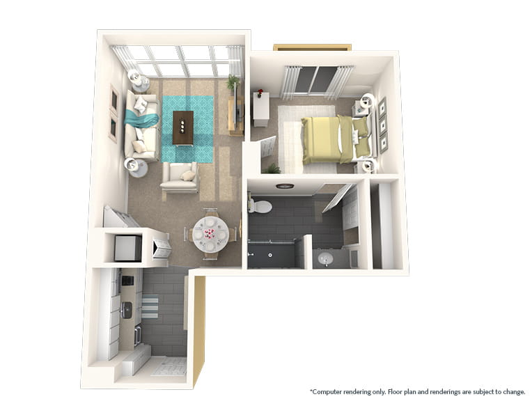 Perla - 639 square feet - 1 Bed, 1 Bath