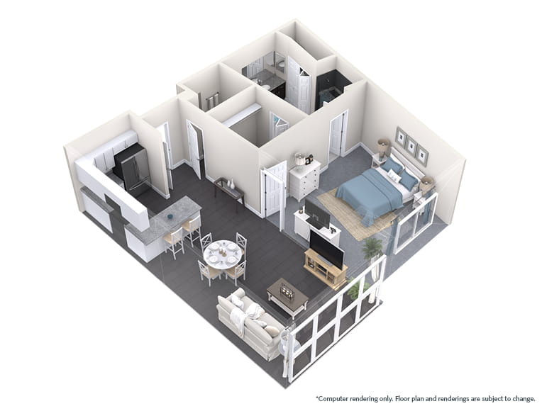 Diego - 850 square feet - 1 Bed, 1.5 Bath