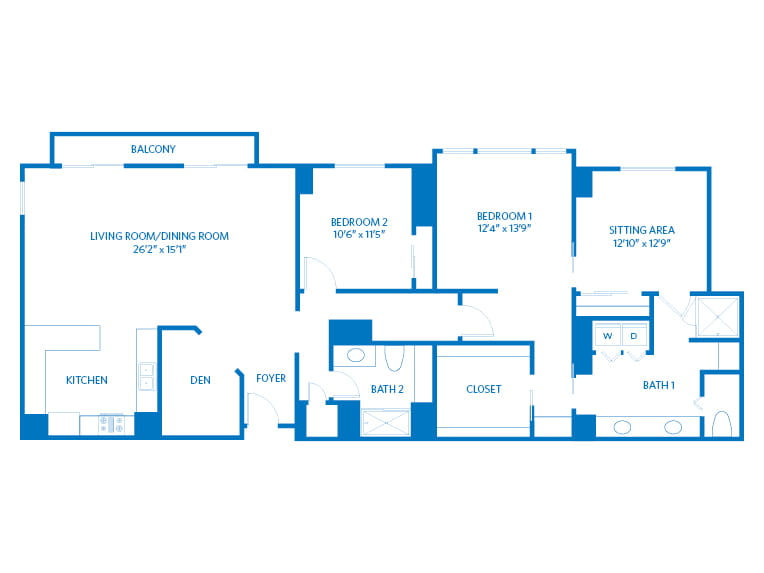 Grand Pacifica - 1939 square feet - Suite 2 Bed, 2 Bath + Den