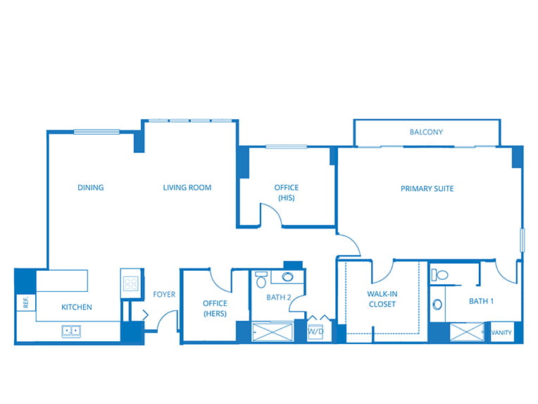 Grand Bellagio - 1939 square feet - PH 2 Bed, 2 Bath + Den