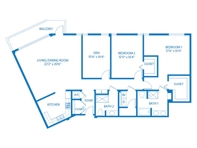 Sierra - 1958 square feet - PH 2 Bed, 2 Bath + Den
