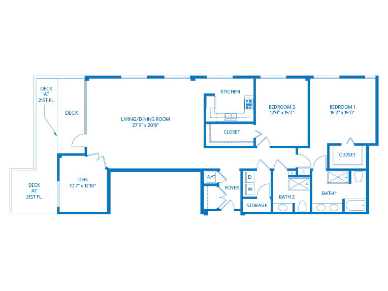 Costa - 2025 square feet - PH 2 Bed, 2 Bath + Den