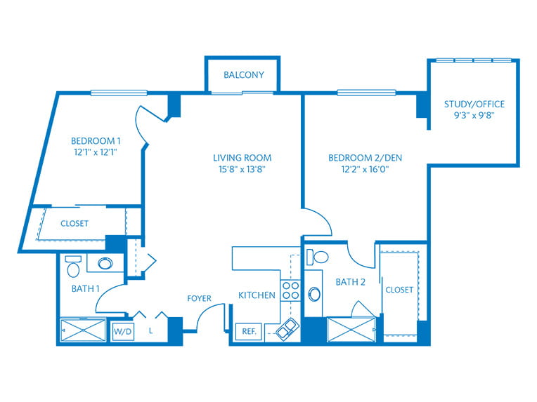 Arroyo - 1177 square feet - 2 Bed, 2 Bath + Den. 