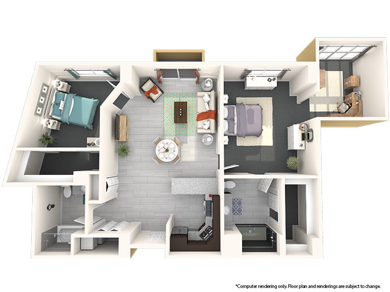 Arroyo - 1177 square feet - 2 Bed, 2 Bath + Den. 