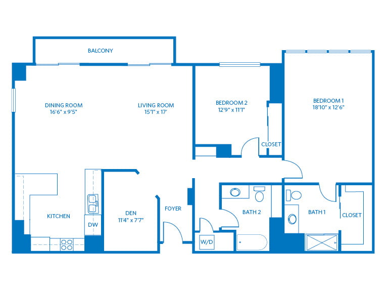 Pacifica - 1520 square feet - 2 Bed, 2 Bath + Den