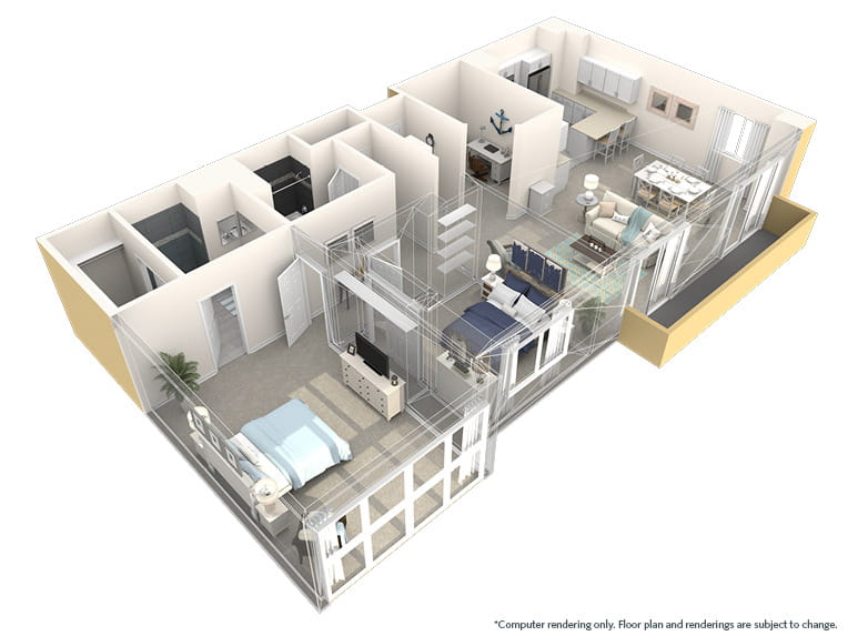 Pacifica - 1520 square feet - 2 Bed, 2 Bath + Den