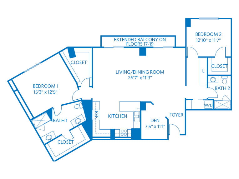 Lucido - 1660 square feet - 2 Bed, 2 Bath + Den