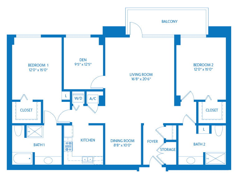 Jardines - 1720 square feet - 2 Bed, 2 Bath + Den