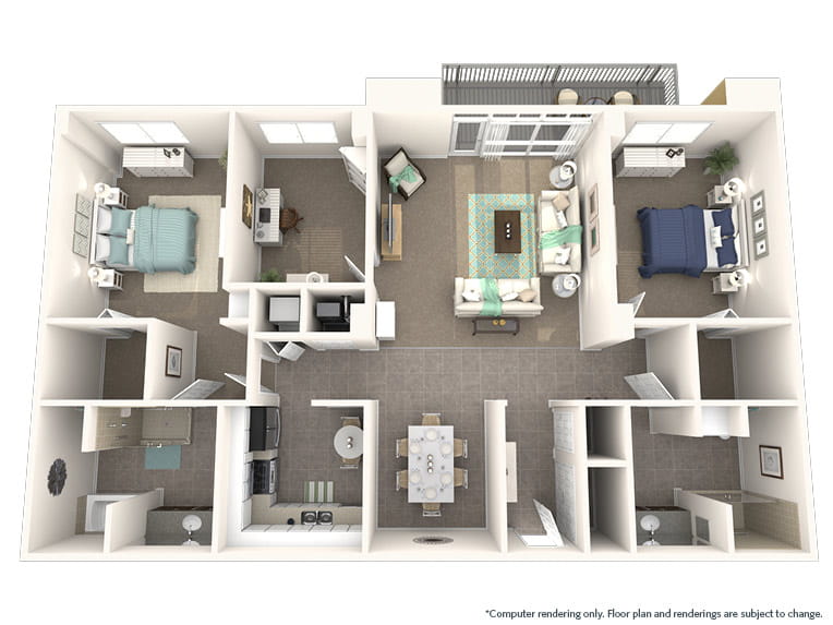 Jardines - 1720 square feet - 2 Bed, 2 Bath + Den