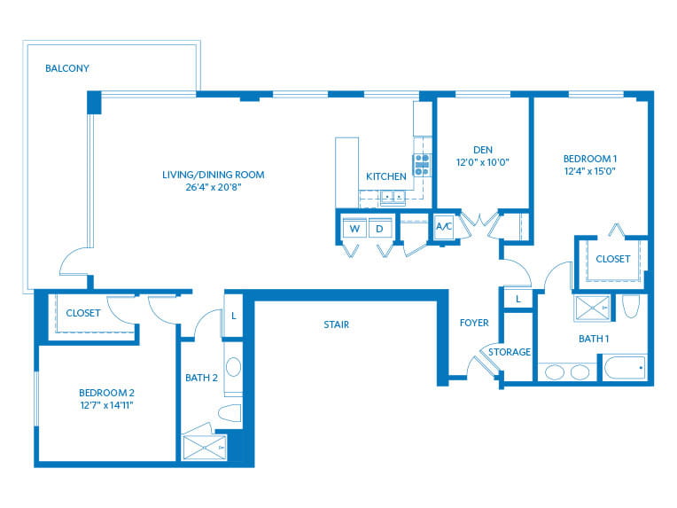 Tropical - 2034 square feet - 2 Bed, 2 Bath + Den