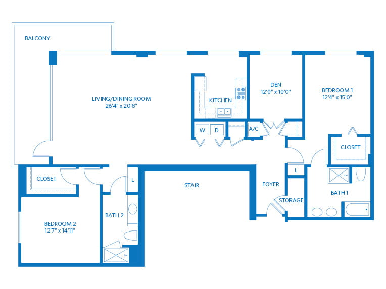 Tropical - 2034 square feet - 2 Bed, 2 Bath + Den
