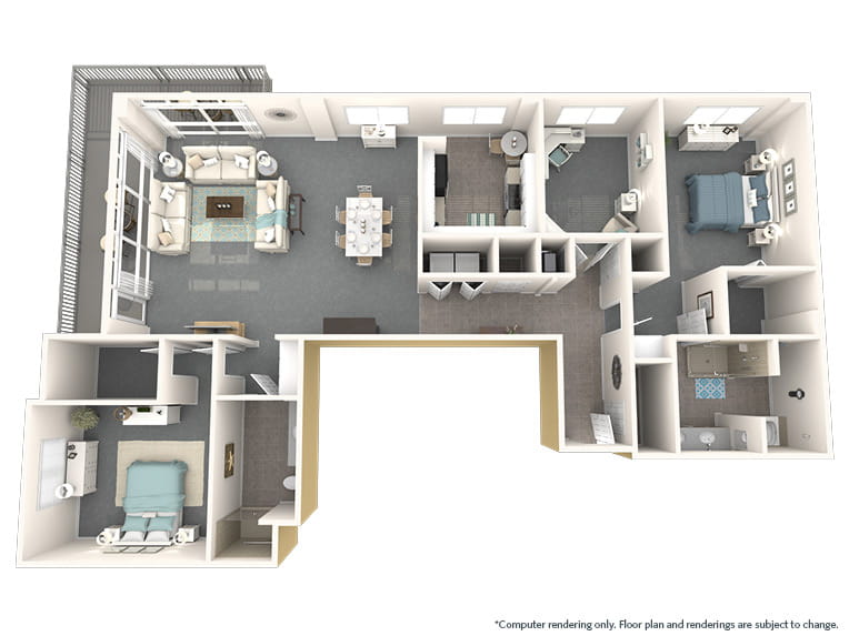 Tropical - 2034 square feet - 2 Bed, 2 Bath + Den
