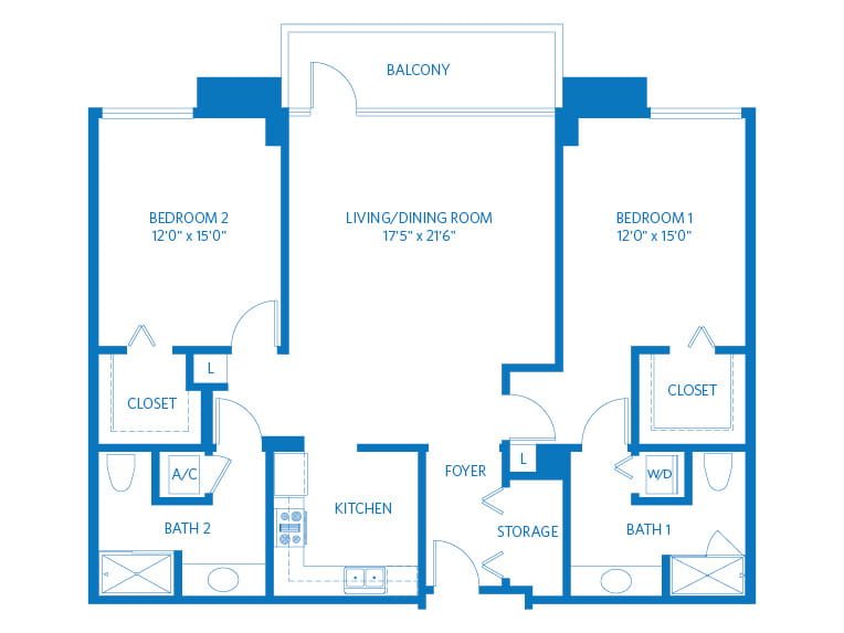 Piazza - 1402 square feet - 2 Bed, 2 Bath