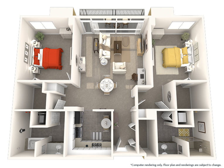 Piazza - 1402 square feet - 2 Bed, 2 Bath