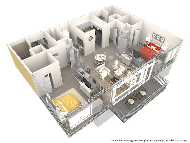 Piazza - 1402 square feet - 2 Bed, 2 Bath