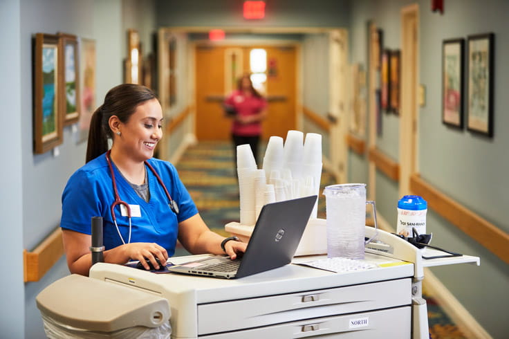 A nurse in the care center.