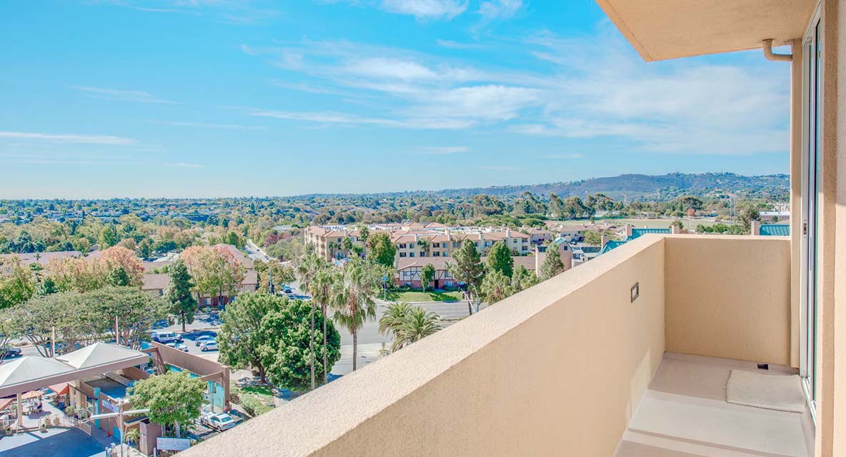 Vi at La Jolla Village balcony view. 