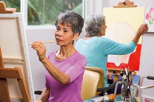 Women painting in the art studio at Vi at La Jolla Village