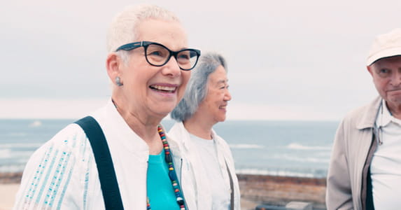 A woman at Vi at La Jolla Village's walking club.