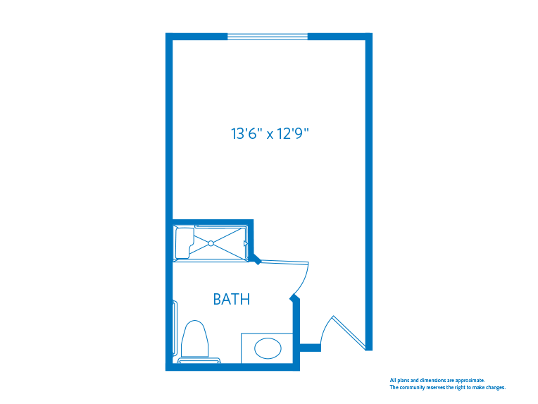 Vi at La Jolla Village Skilled Nursing Daffodil floor plan. 