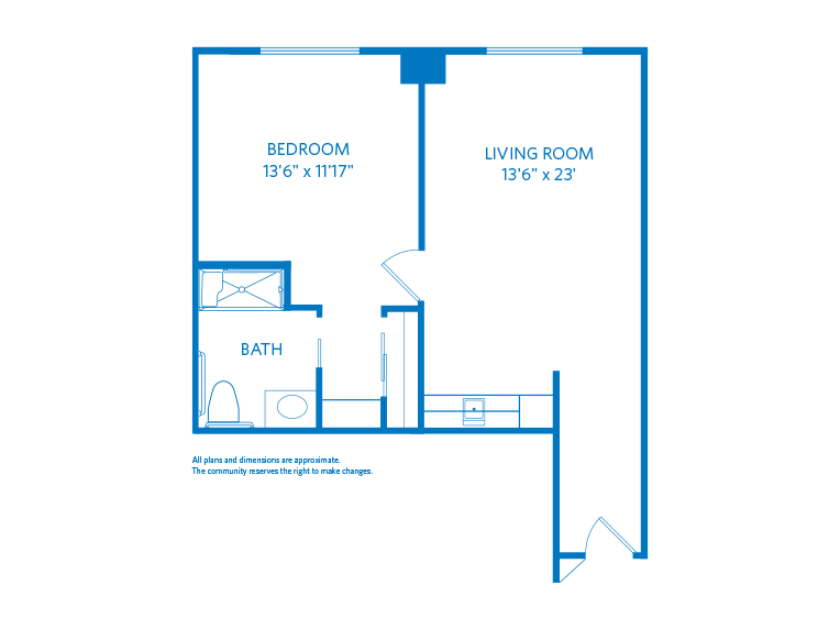 Vi at La Jolla Village Assisted Living Freesia floor plan.