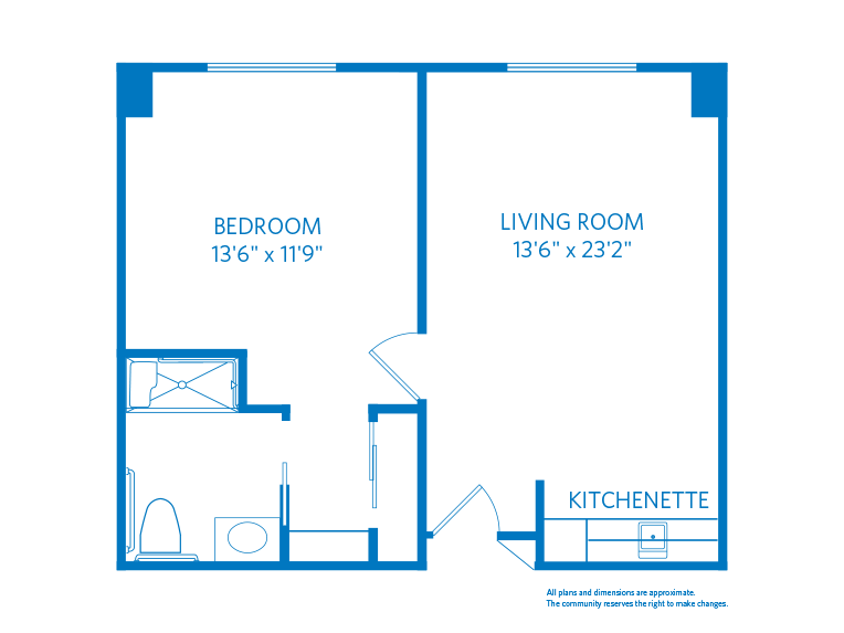 Vi at La Jolla Village Assisted Living Orchid floor plan. 