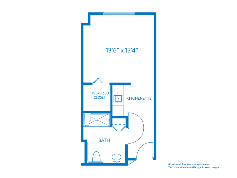 Vi at La Jolla Village Assisted Living Tulip floor plan.