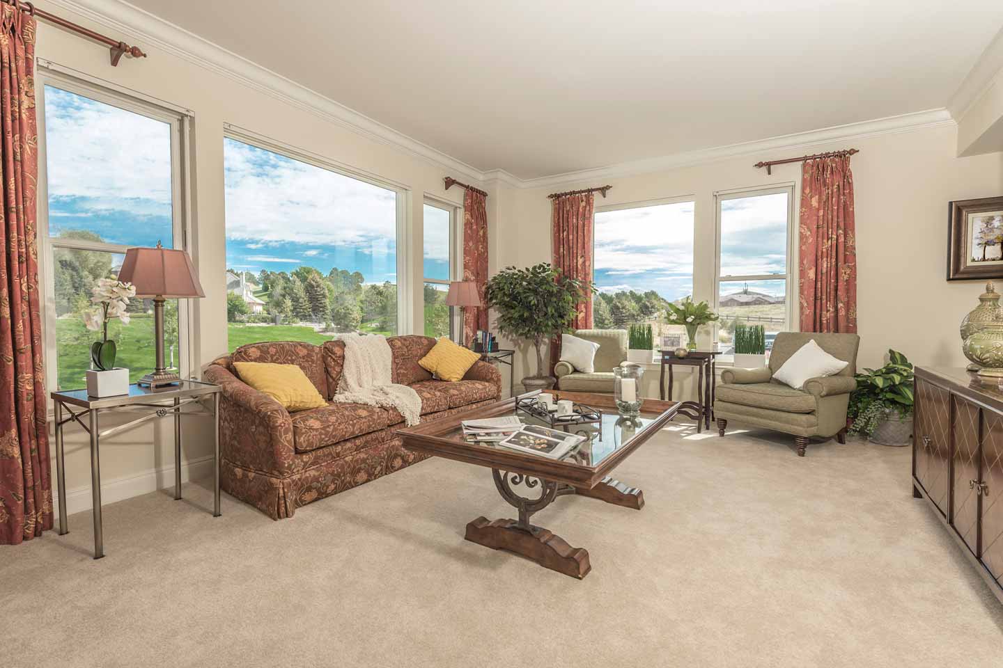 Floor plan living room at Vi at Highlands Ranch.