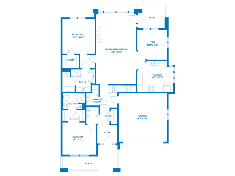 Aspen - 1893 square feet - 2 Bed, 2.5 Bath + Den