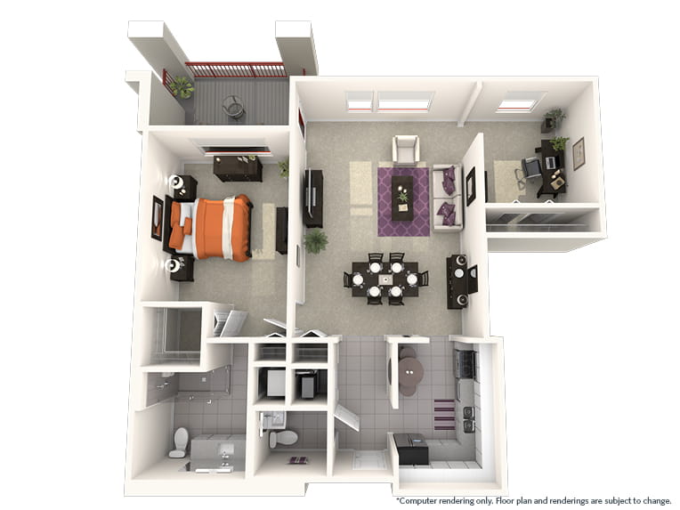 Copper - 1092 square feet - 1 Bed, 1.5 Bath + Den