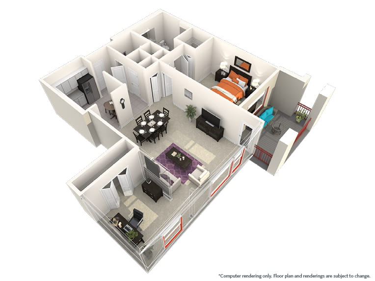 Copper - 1092 square feet - 1 Bed, 1.5 Bath + Den