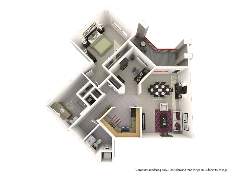 Eldora - 1095 square feet - 1 Bed, 1.5 Bath + Den