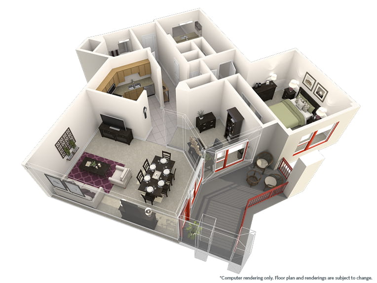 Eldora - 1095 square feet - 1 Bed, 1.5 Bath + Den