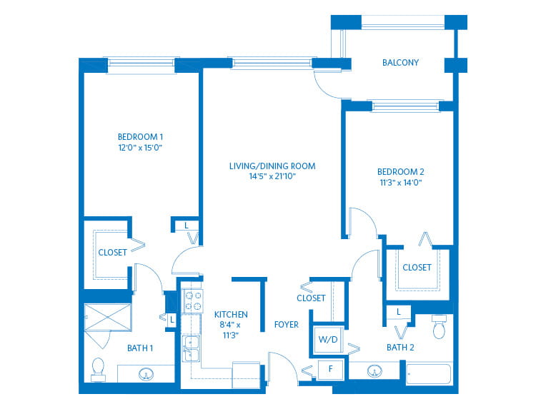 Keystone - 1310 square feet - 2 Bed, 2 Bath