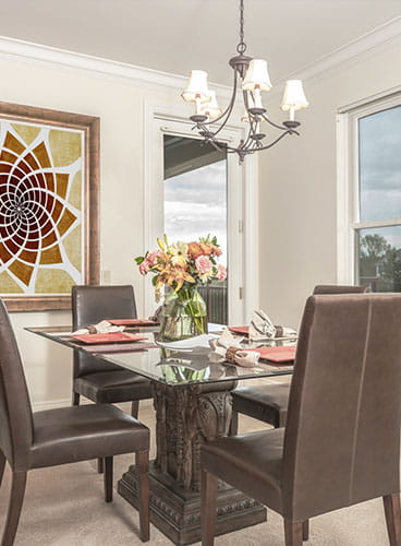 A dining room at Vi at Highlands Ranch.