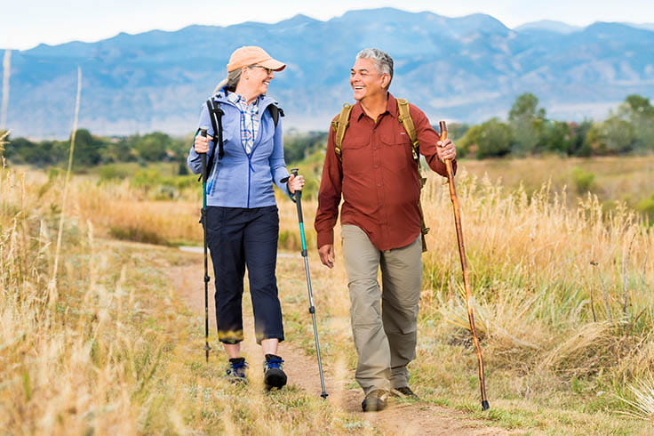 Two people hiking near Vi at Highlands Ranch.