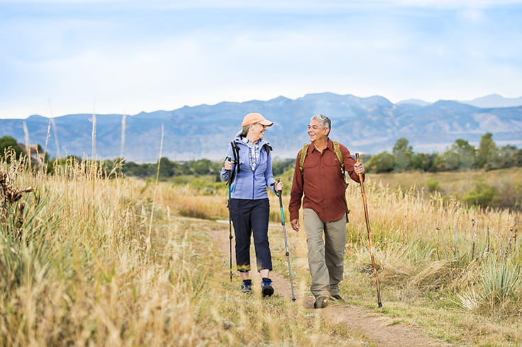 A couple hiking.