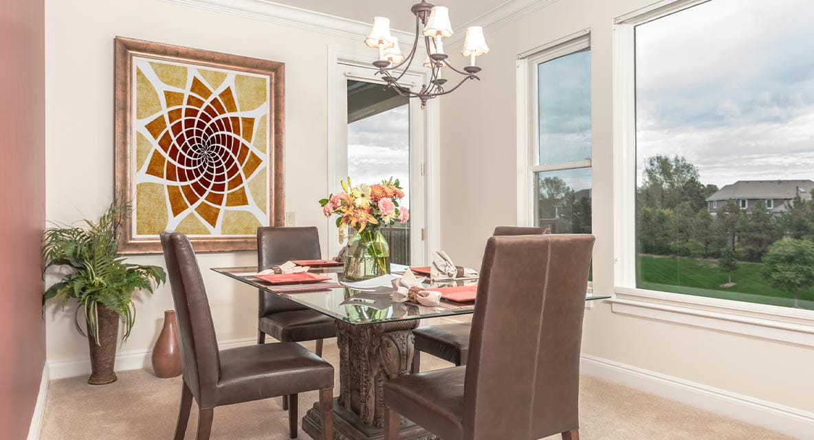 Model apartment living room. 