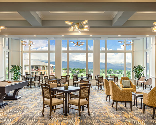 Game room at Vi at Highlands Ranch.