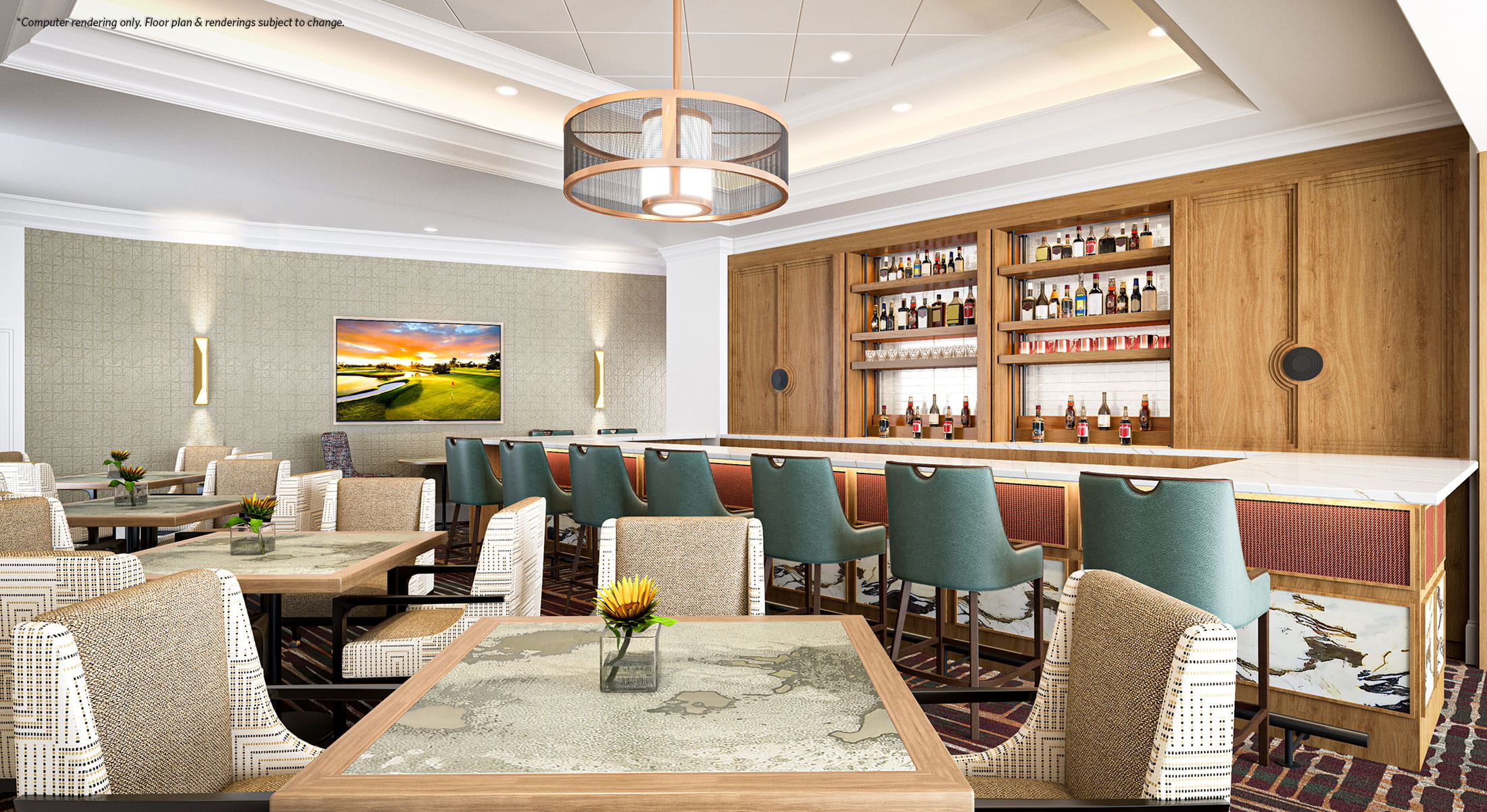 A rendering of the new bar at Vi at Highlands Ranch.