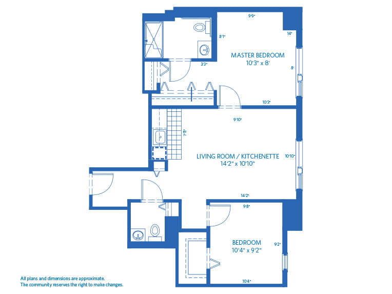 Vi at Highlands Ranch care center 2D floor plan - Assisted Living 2BR.