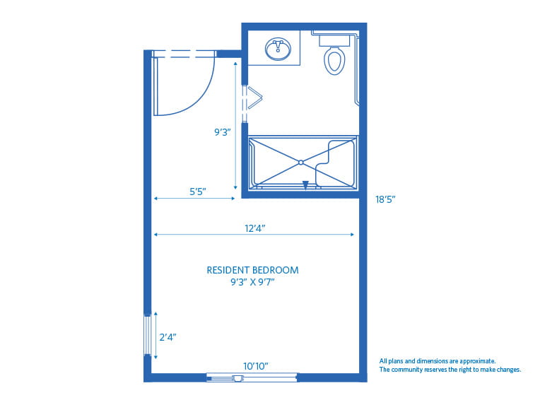 Vi at Highlands Ranch care center 2D floor plan - Skilled Nursing Studio. 
