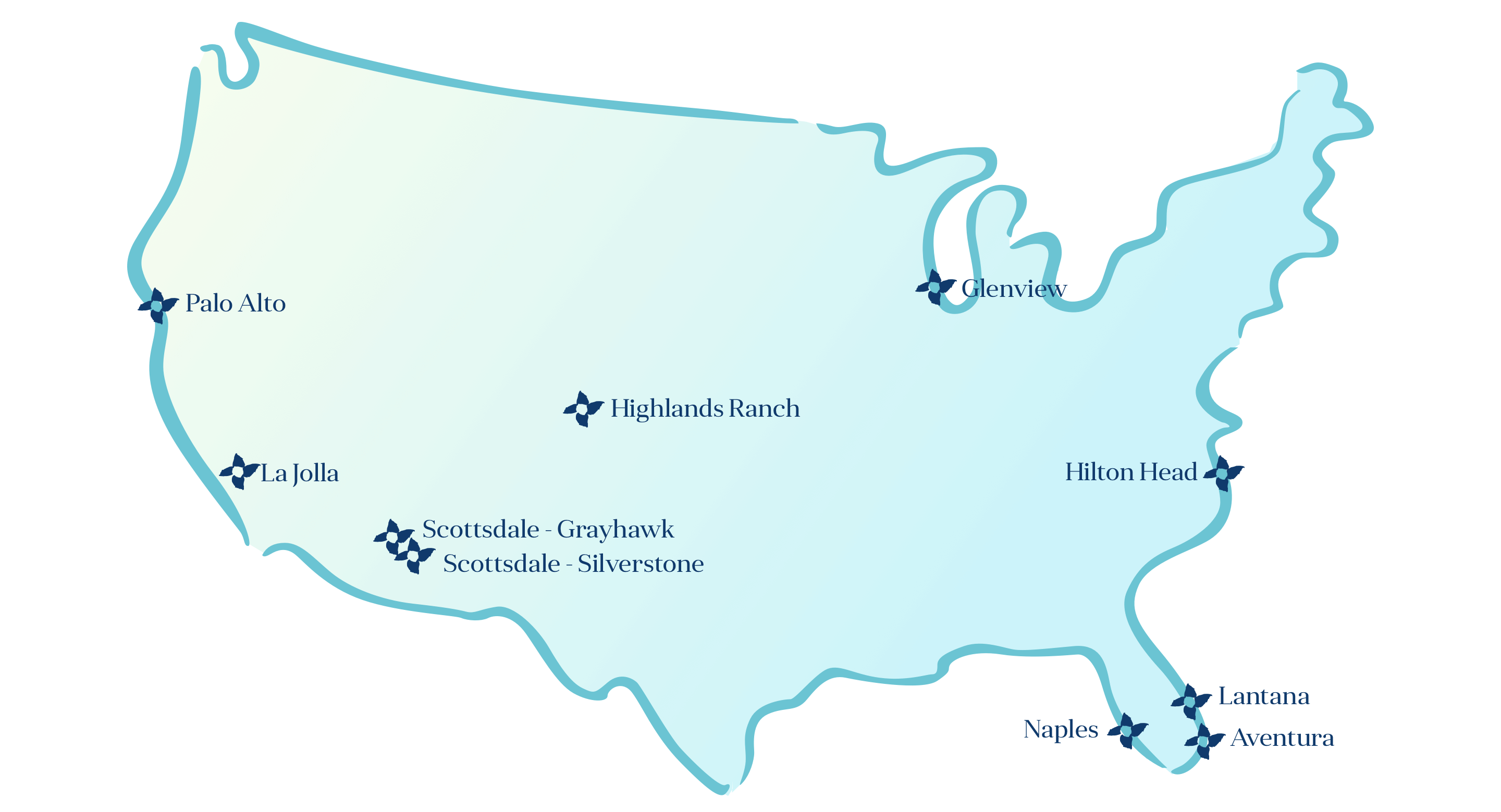 US Map of Vi Living Communities