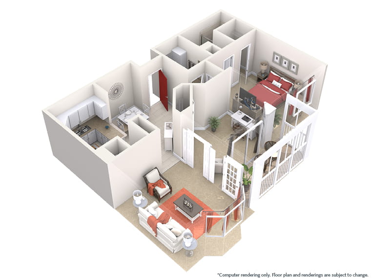 Redwood - 1005 square feet - 1 Bed, 2 Bath + Den