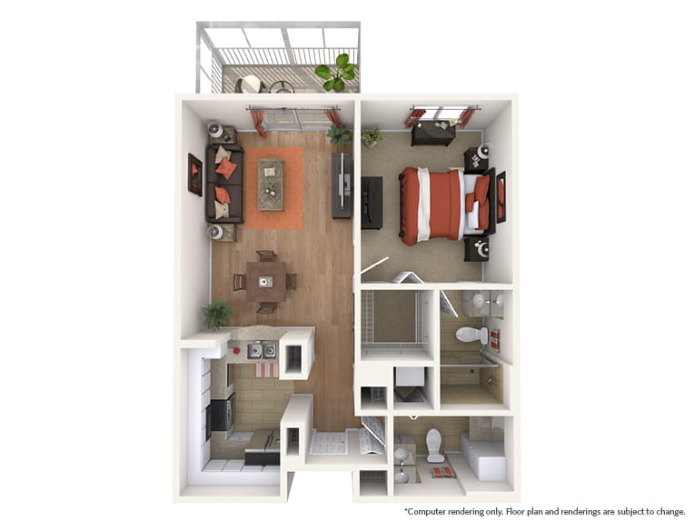 Peachwood - 701 square feet - 1 Bed, 2 Bath