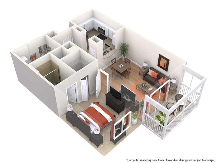 Peachwood - 701 square feet - 1 Bed, 2 Bath