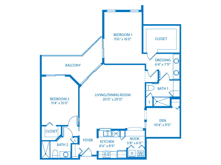 Alexander - 1497 square feet - 2 Bed, 2 Bath + Den